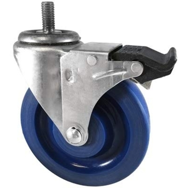 Casterhq 5"x1.25" Blue Solid Polyurethane Wheel, 1/2"-13x1-1/2" Threaded Ste LDTLSSPP5X1252